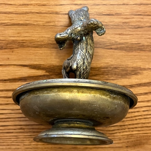 Vintage Bronze Dancing Bear Circus Figurine Trinket Dish Brass Valet Cigar Rest - Picture 11 of 17